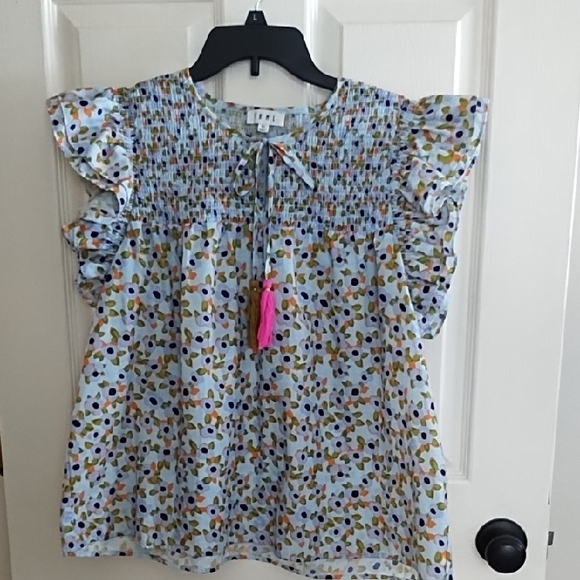 THML Tops - THML Blue and Orange Patterned Blouse